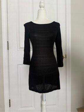 White House Black Market 3/4 Sleeve Black Dress - SzXS.